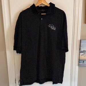 Nick Price Golf Black Striped Polo Shirt from the Links at Divi Aruba